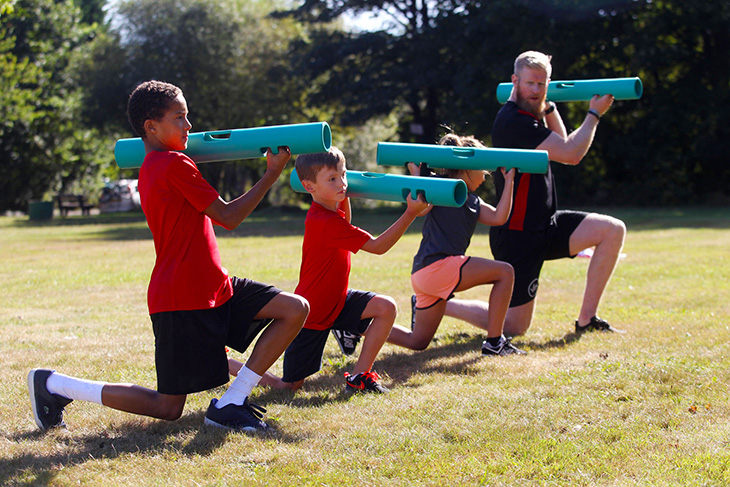 Children lunging with 2KG ViPR